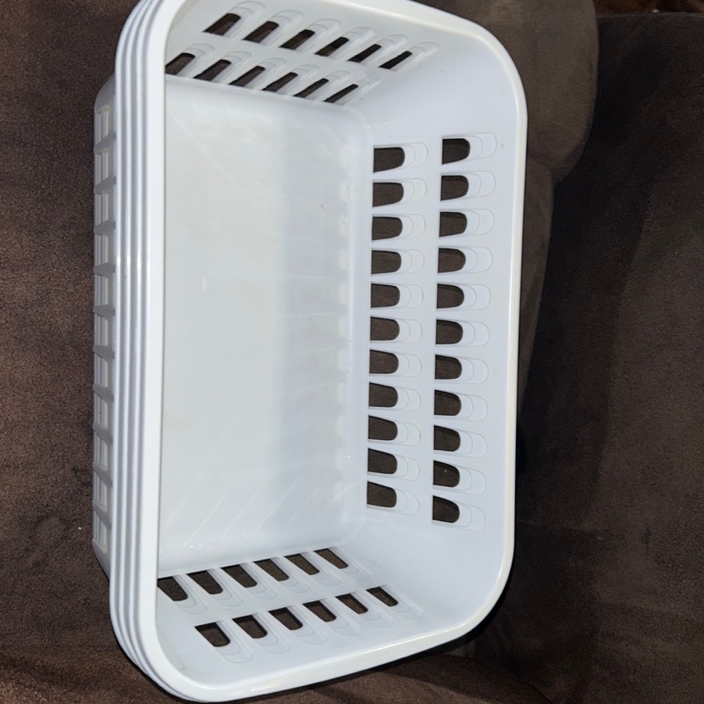 Sterilite 16268006 Large Ultra Basket, White Basket w/ Titanium Inserts, 3 Pack